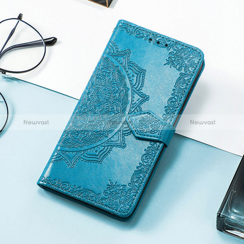 Leather Case Stands Fashionable Pattern Flip Cover Holder S07D for Huawei Honor Magic5 5G Blue