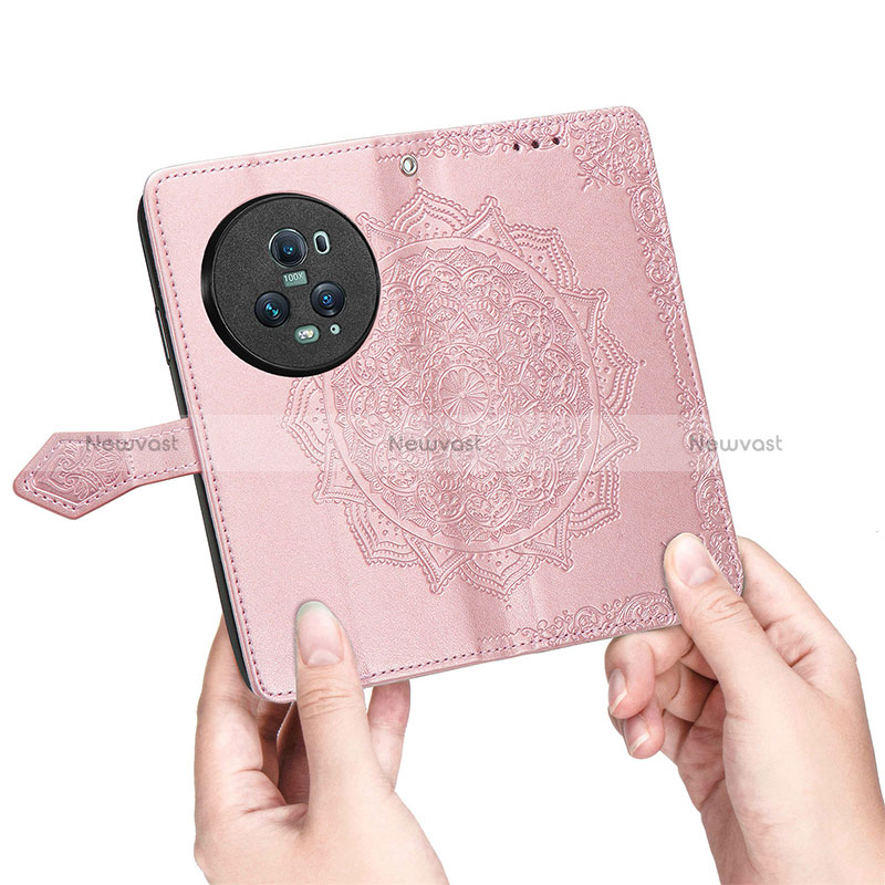 Leather Case Stands Fashionable Pattern Flip Cover Holder S07D for Huawei Honor Magic5 Pro 5G