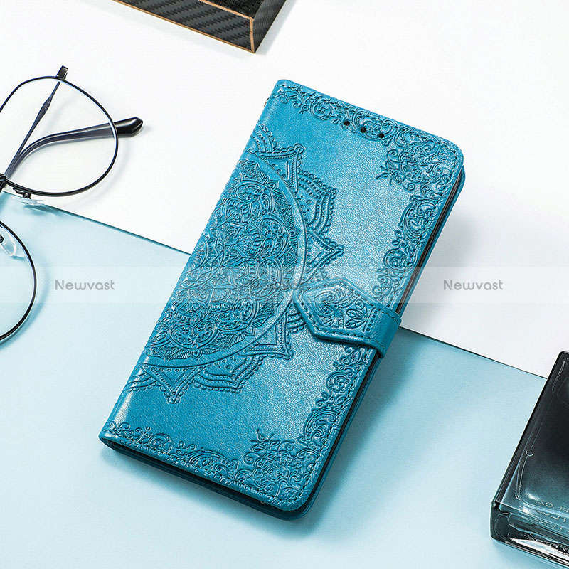 Leather Case Stands Fashionable Pattern Flip Cover Holder S07D for Huawei Honor Magic5 Pro 5G Blue