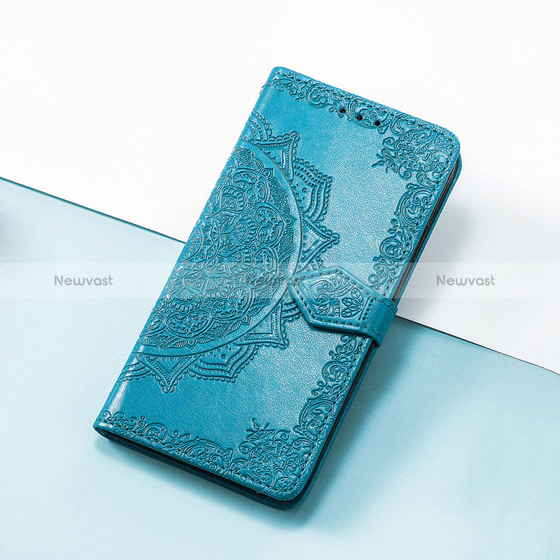 Leather Case Stands Fashionable Pattern Flip Cover Holder S07D for Huawei Honor V40 5G Blue