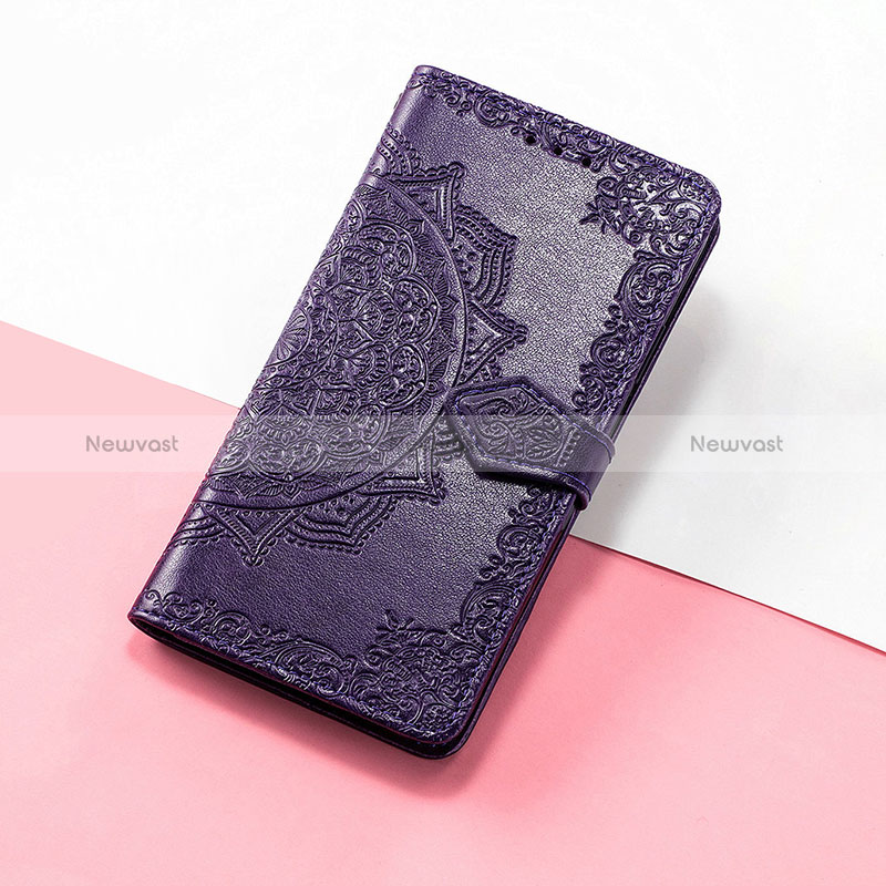 Leather Case Stands Fashionable Pattern Flip Cover Holder S07D for Huawei Nova 10 Pro Purple