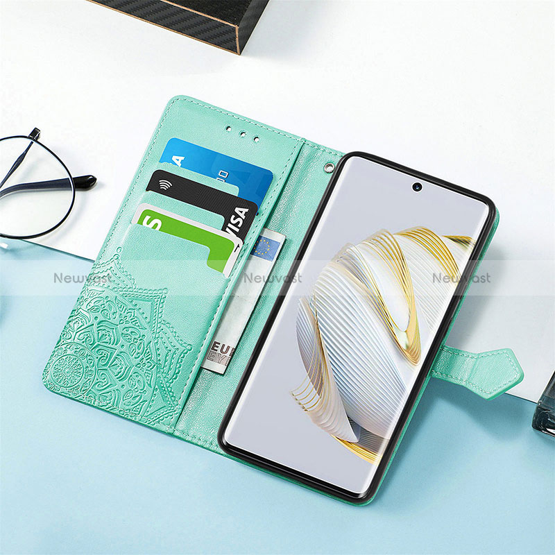 Leather Case Stands Fashionable Pattern Flip Cover Holder S07D for Huawei Nova 10 SE