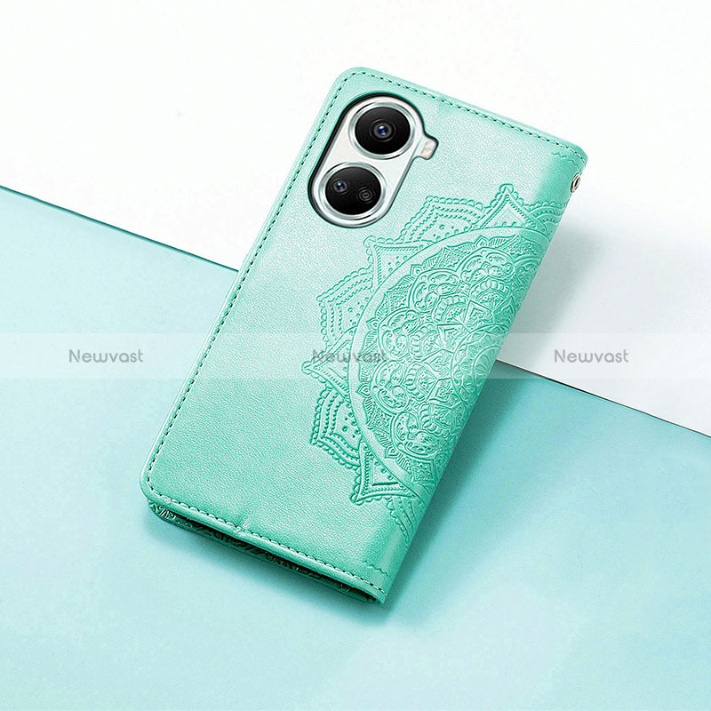 Leather Case Stands Fashionable Pattern Flip Cover Holder S07D for Huawei Nova 10 SE