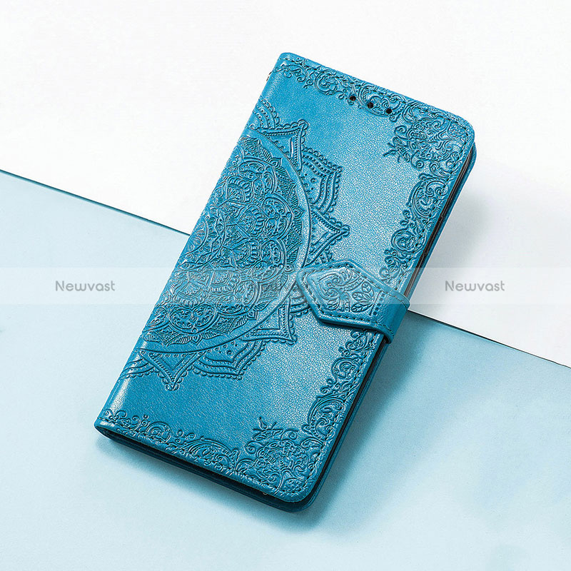 Leather Case Stands Fashionable Pattern Flip Cover Holder S07D for Huawei Nova 10 SE Blue