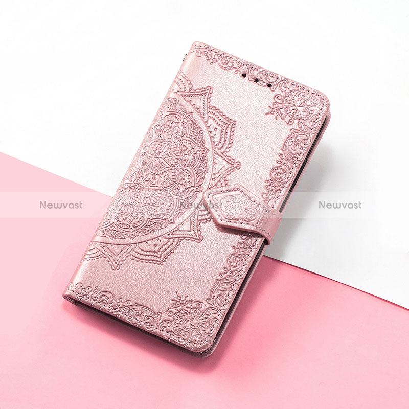 Leather Case Stands Fashionable Pattern Flip Cover Holder S07D for Huawei Nova Y90 Rose Gold