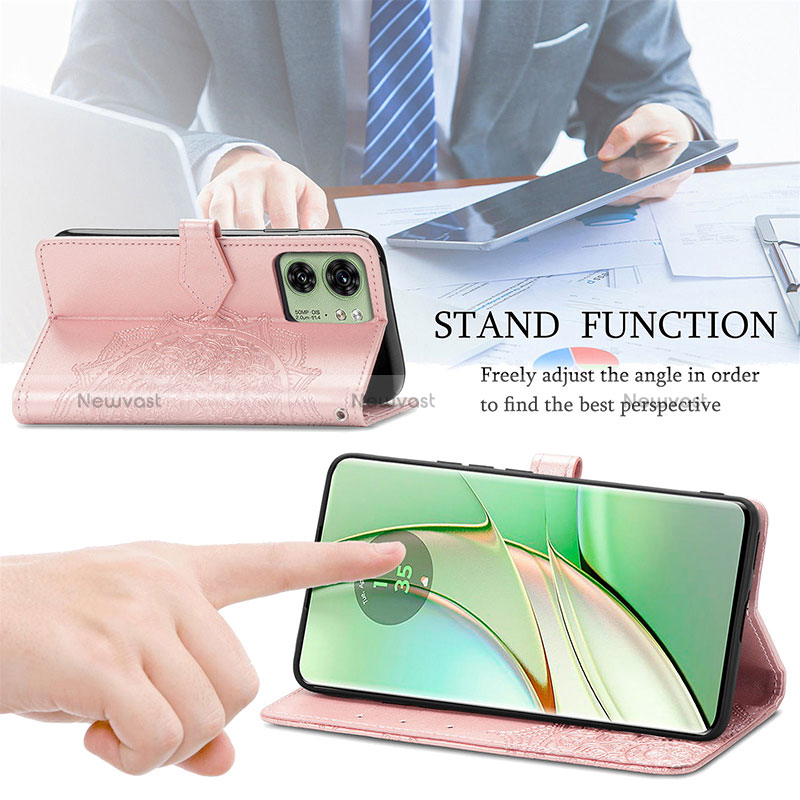 Leather Case Stands Fashionable Pattern Flip Cover Holder S07D for Motorola Moto Edge 40 5G