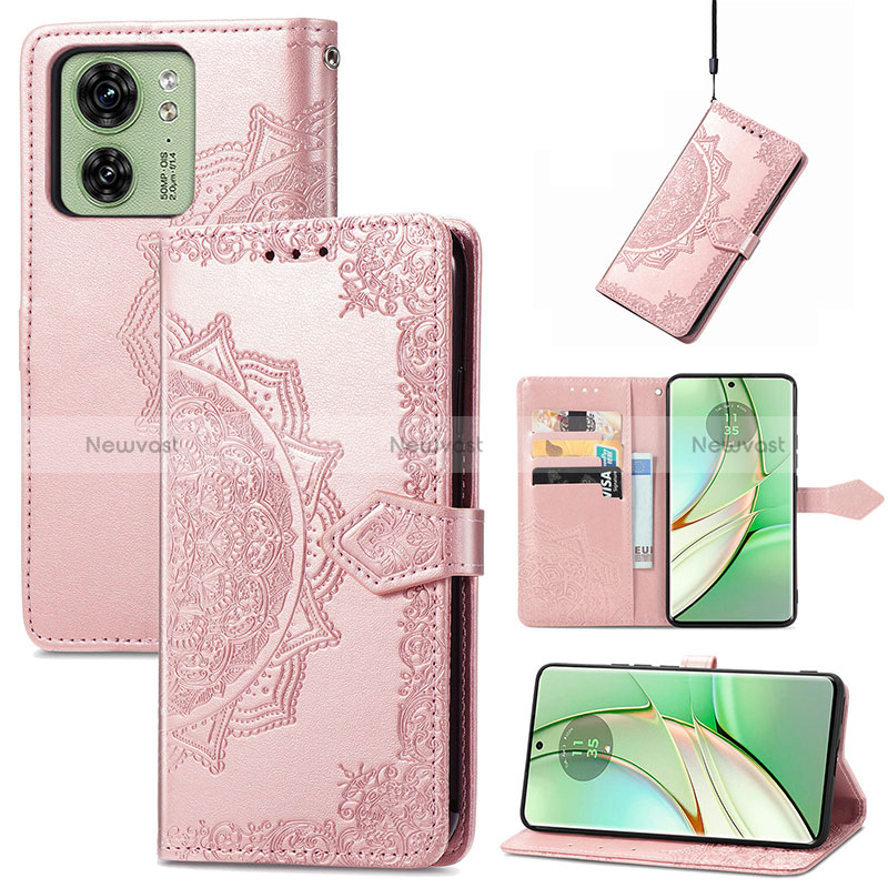 Leather Case Stands Fashionable Pattern Flip Cover Holder S07D for Motorola Moto Edge 40 5G