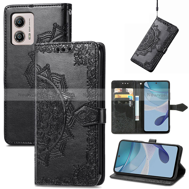 Leather Case Stands Fashionable Pattern Flip Cover Holder S07D for Motorola Moto G53 5G