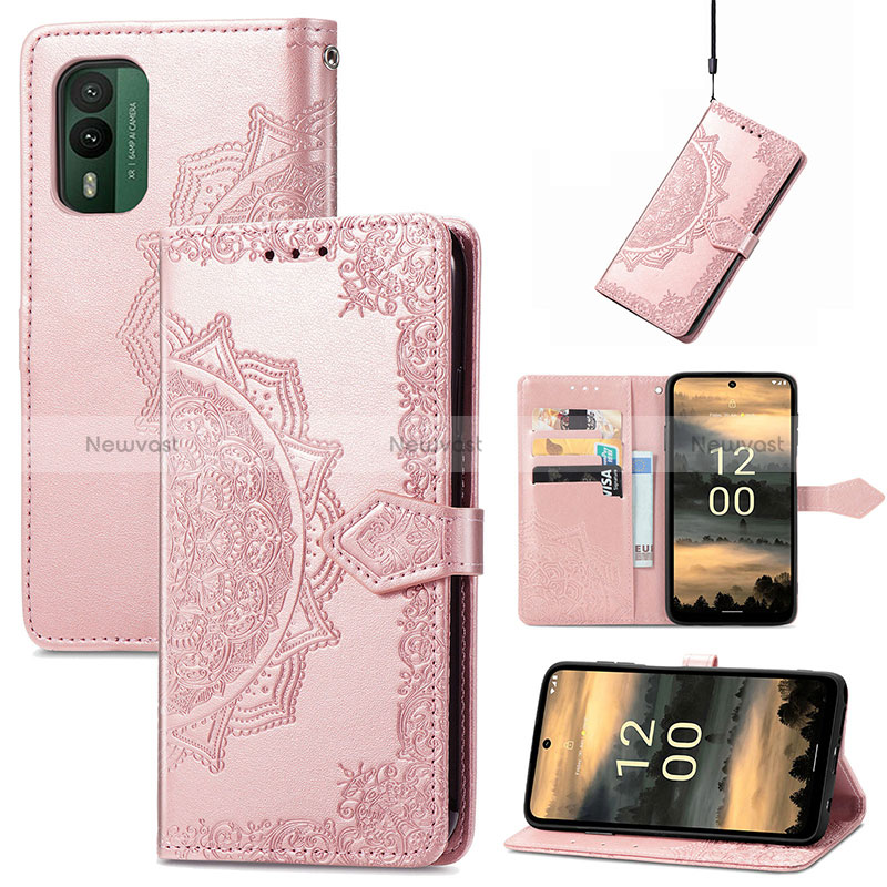 Leather Case Stands Fashionable Pattern Flip Cover Holder S07D for Nokia XR21