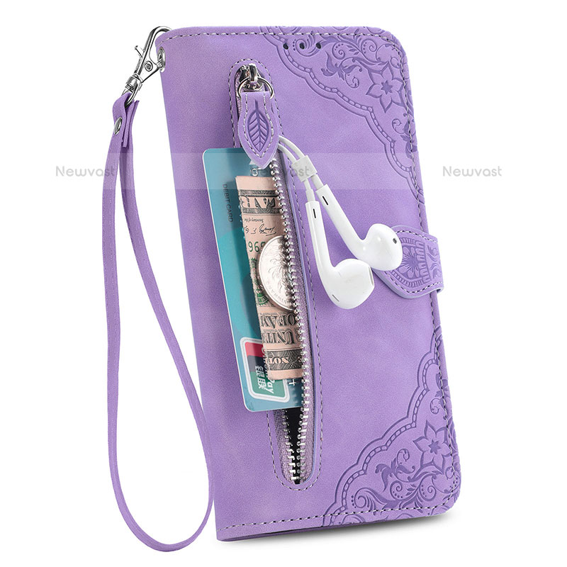 Leather Case Stands Fashionable Pattern Flip Cover Holder S07D for Samsung Galaxy S21 5G