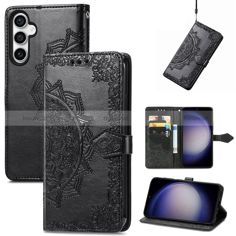 Leather Case Stands Fashionable Pattern Flip Cover Holder S07D for Samsung Galaxy S21 FE 5G