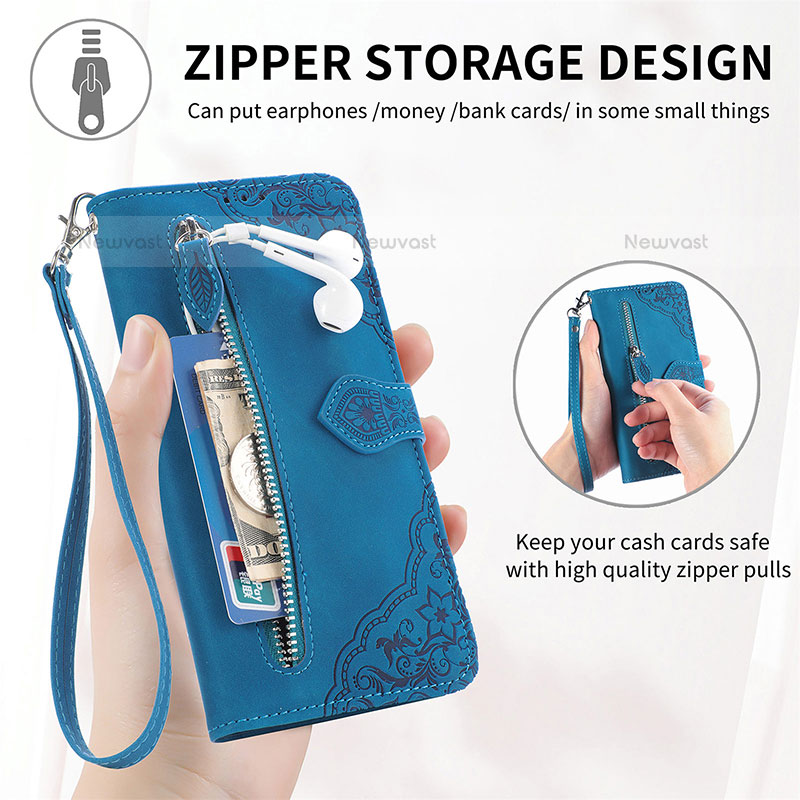 Leather Case Stands Fashionable Pattern Flip Cover Holder S07D for Samsung Galaxy S21 Plus 5G