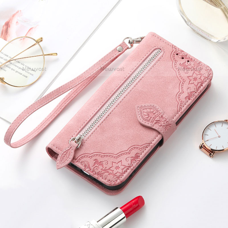 Leather Case Stands Fashionable Pattern Flip Cover Holder S07D for Samsung Galaxy S21 Plus 5G