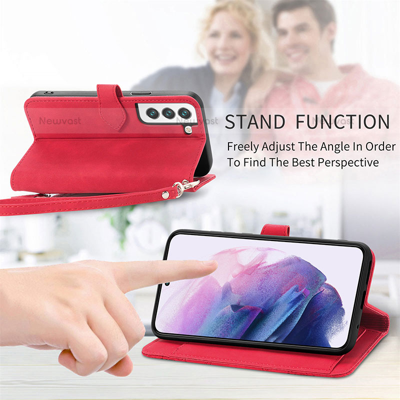 Leather Case Stands Fashionable Pattern Flip Cover Holder S07D for Samsung Galaxy S21 Plus 5G