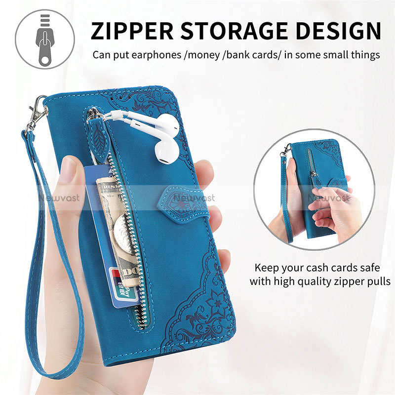 Leather Case Stands Fashionable Pattern Flip Cover Holder S07D for Samsung Galaxy S24 5G