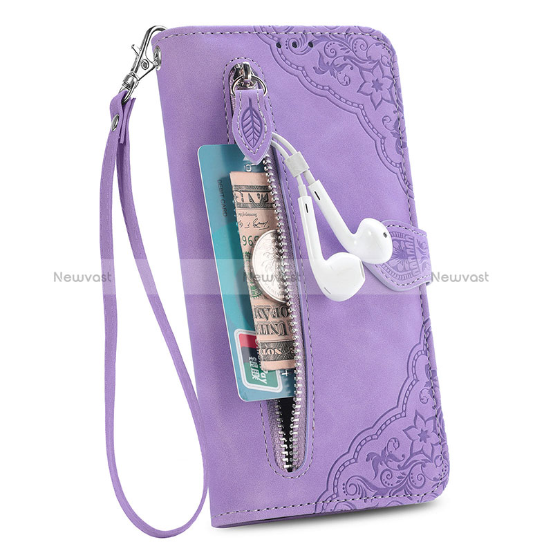 Leather Case Stands Fashionable Pattern Flip Cover Holder S07D for Samsung Galaxy S24 5G