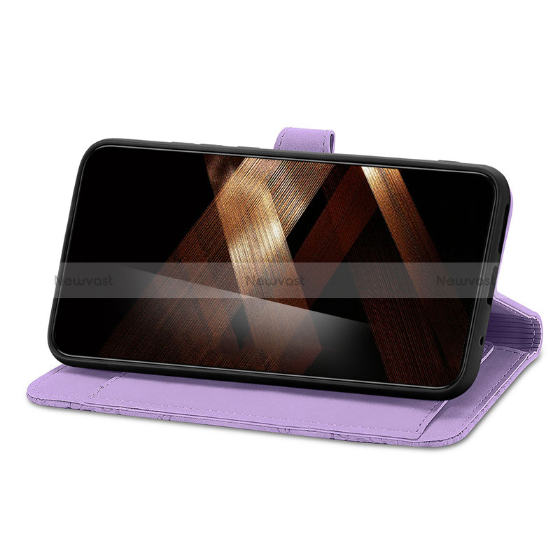 Leather Case Stands Fashionable Pattern Flip Cover Holder S07D for Samsung Galaxy S24 5G