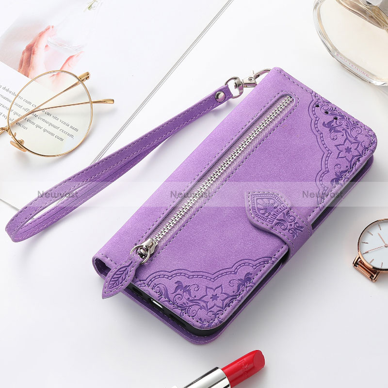 Leather Case Stands Fashionable Pattern Flip Cover Holder S07D for Samsung Galaxy S24 5G