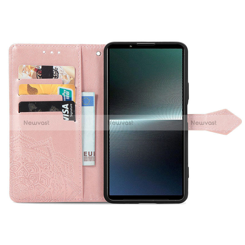 Leather Case Stands Fashionable Pattern Flip Cover Holder S07D for Sony Xperia 1 V