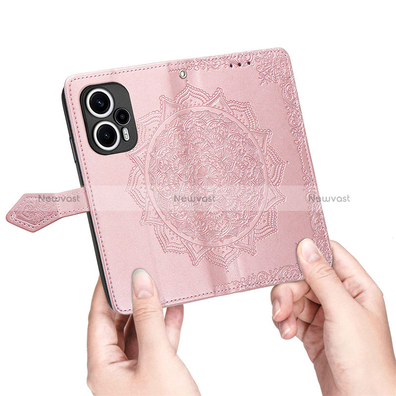 Leather Case Stands Fashionable Pattern Flip Cover Holder S07D for Xiaomi Poco F5 5G