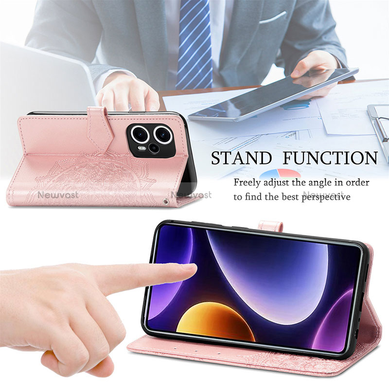 Leather Case Stands Fashionable Pattern Flip Cover Holder S07D for Xiaomi Poco F5 5G