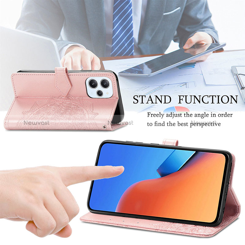 Leather Case Stands Fashionable Pattern Flip Cover Holder S07D for Xiaomi Redmi 12 4G