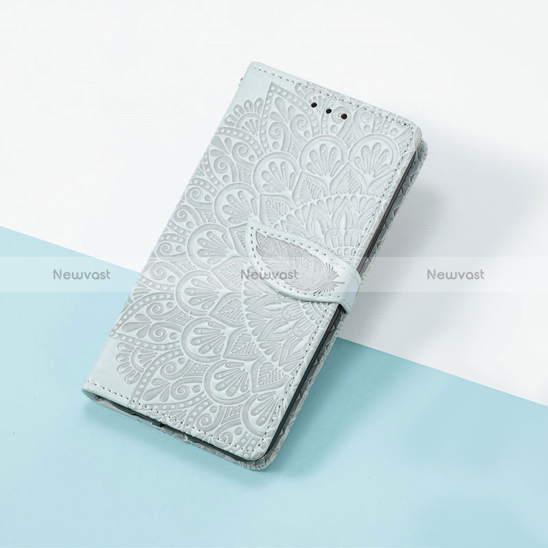 Leather Case Stands Fashionable Pattern Flip Cover Holder S08D for Google Pixel 7a 5G Gray