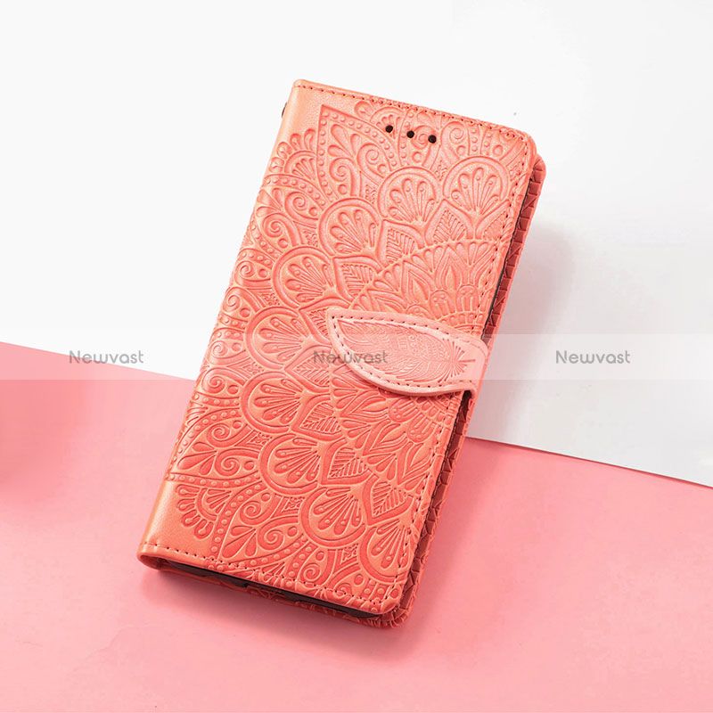 Leather Case Stands Fashionable Pattern Flip Cover Holder S08D for Google Pixel 7a 5G Orange