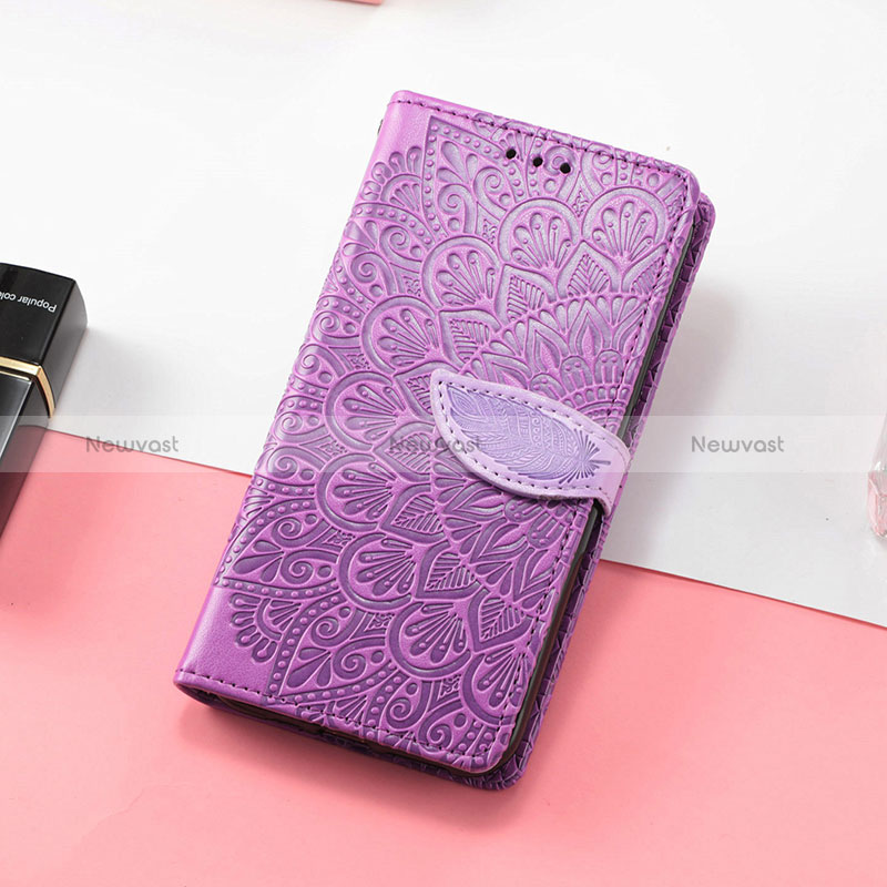 Leather Case Stands Fashionable Pattern Flip Cover Holder S08D for Huawei Honor Magic3 5G Purple