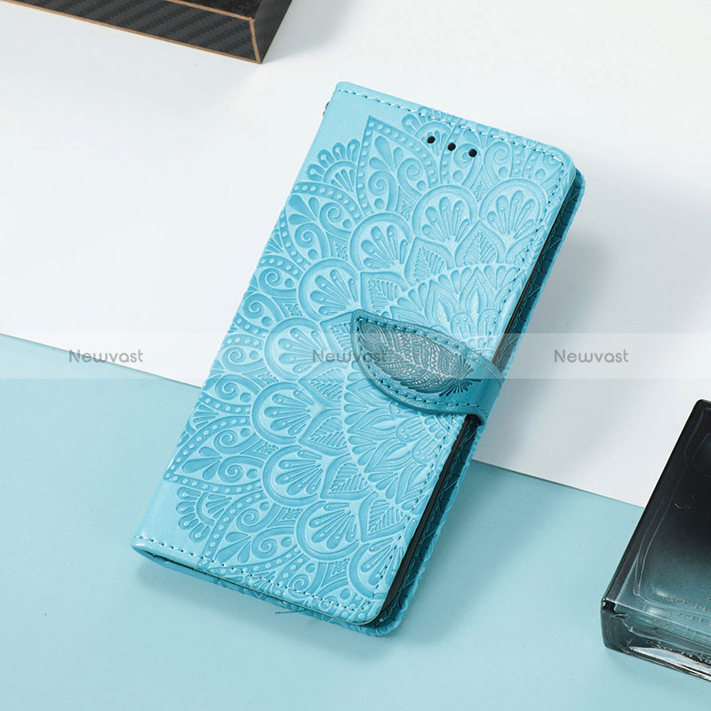 Leather Case Stands Fashionable Pattern Flip Cover Holder S08D for Huawei Honor X30i Blue