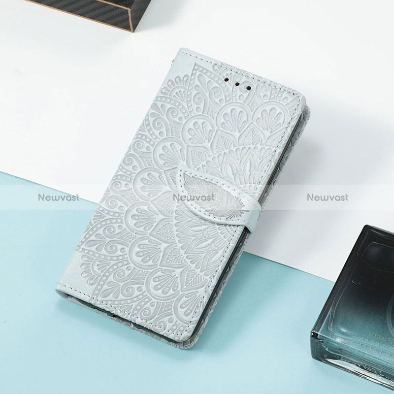 Leather Case Stands Fashionable Pattern Flip Cover Holder S08D for Huawei Honor X30i Gray