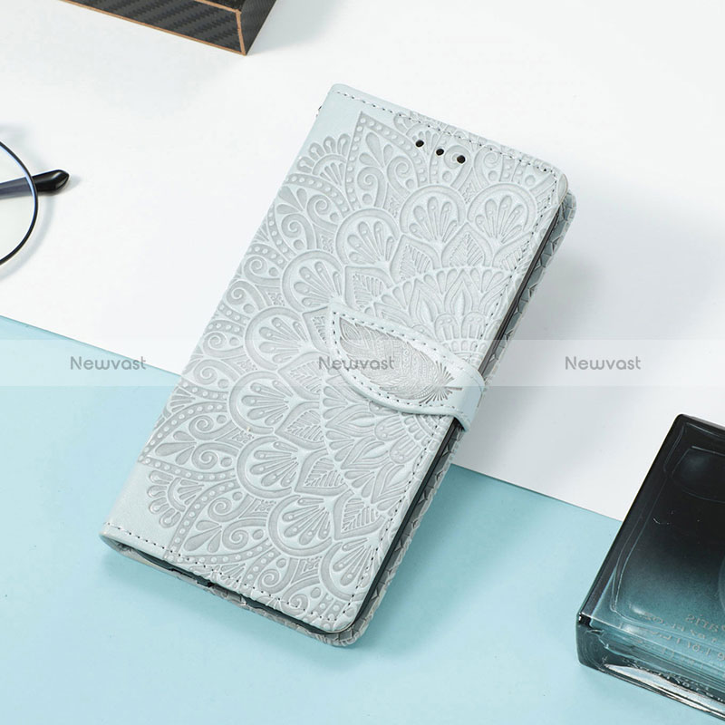 Leather Case Stands Fashionable Pattern Flip Cover Holder S08D for Huawei Honor X8 4G Gray