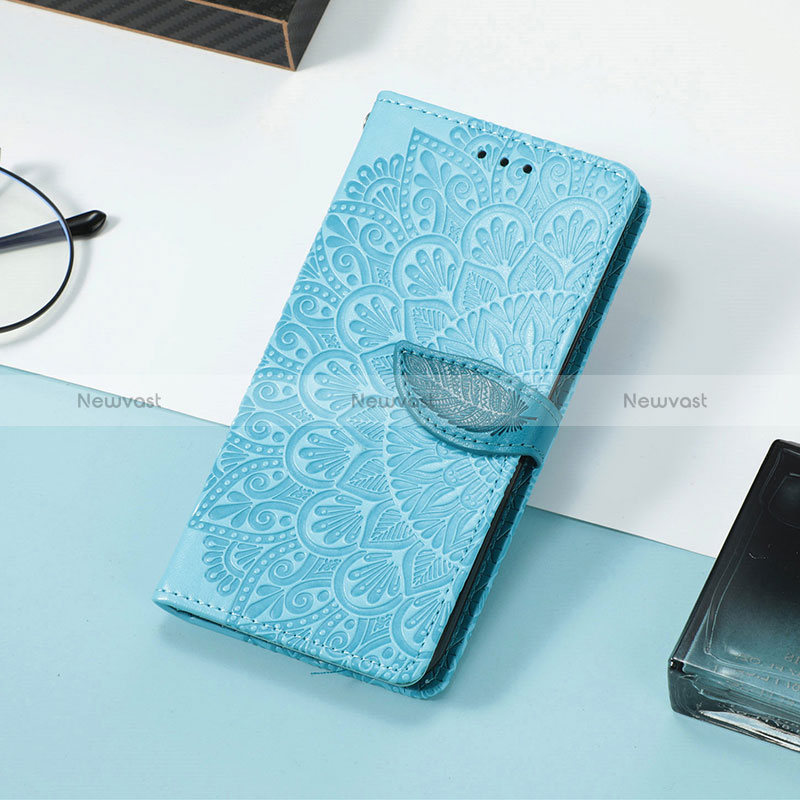 Leather Case Stands Fashionable Pattern Flip Cover Holder S08D for Huawei P40 Lite E Blue