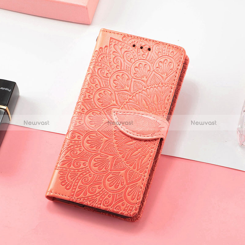 Leather Case Stands Fashionable Pattern Flip Cover Holder S08D for Huawei P40 Lite E Orange