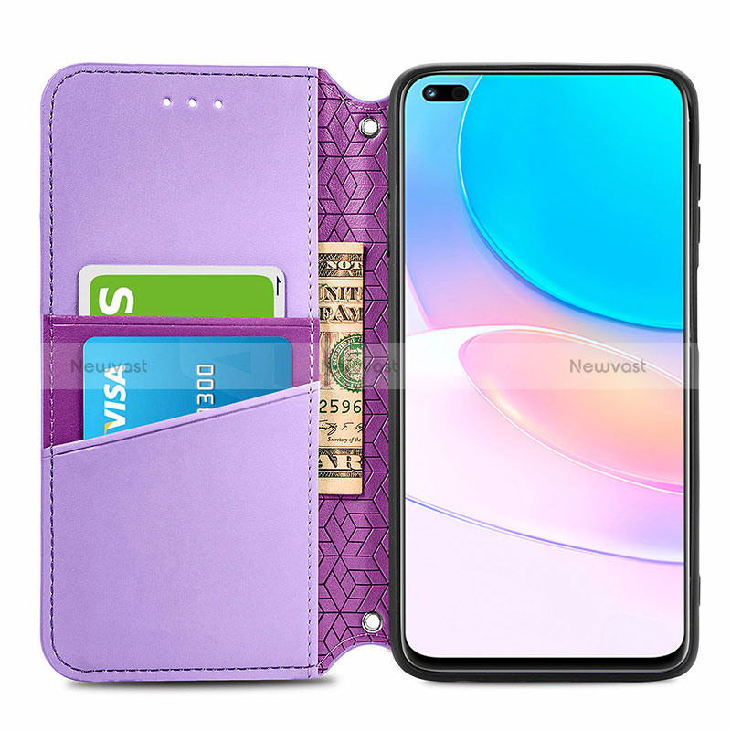 Leather Case Stands Fashionable Pattern Flip Cover Holder S09D for Huawei Honor 50 Lite