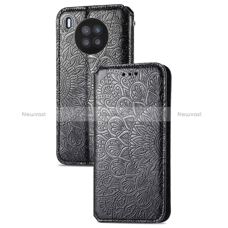 Leather Case Stands Fashionable Pattern Flip Cover Holder S09D for Huawei Honor 50 Lite