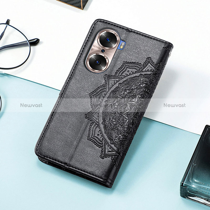 Leather Case Stands Fashionable Pattern Flip Cover Holder S09D for Huawei Honor 60 5G