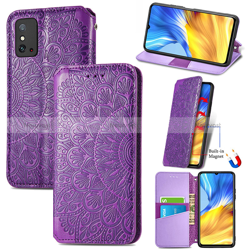Leather Case Stands Fashionable Pattern Flip Cover Holder S09D for Huawei Honor X10 Max 5G