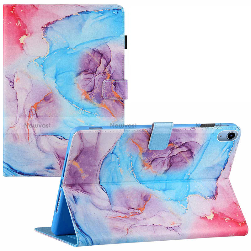 Leather Case Stands Fashionable Pattern Flip Cover Holder Y01B for Apple iPad 10.9 (2022) Sky Blue