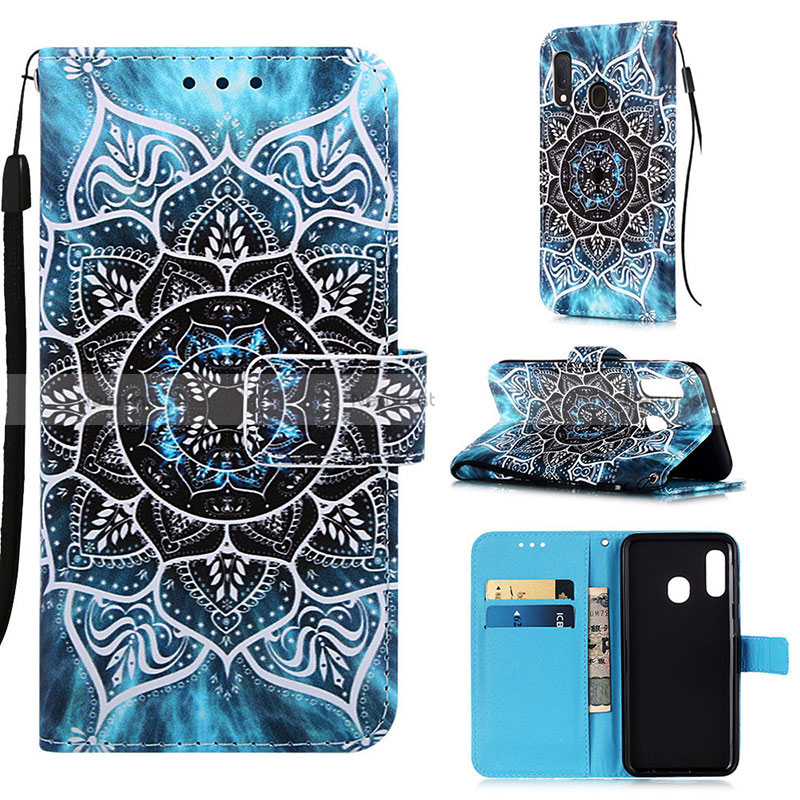 Leather Case Stands Fashionable Pattern Flip Cover Holder Y01B for Samsung Galaxy A20e