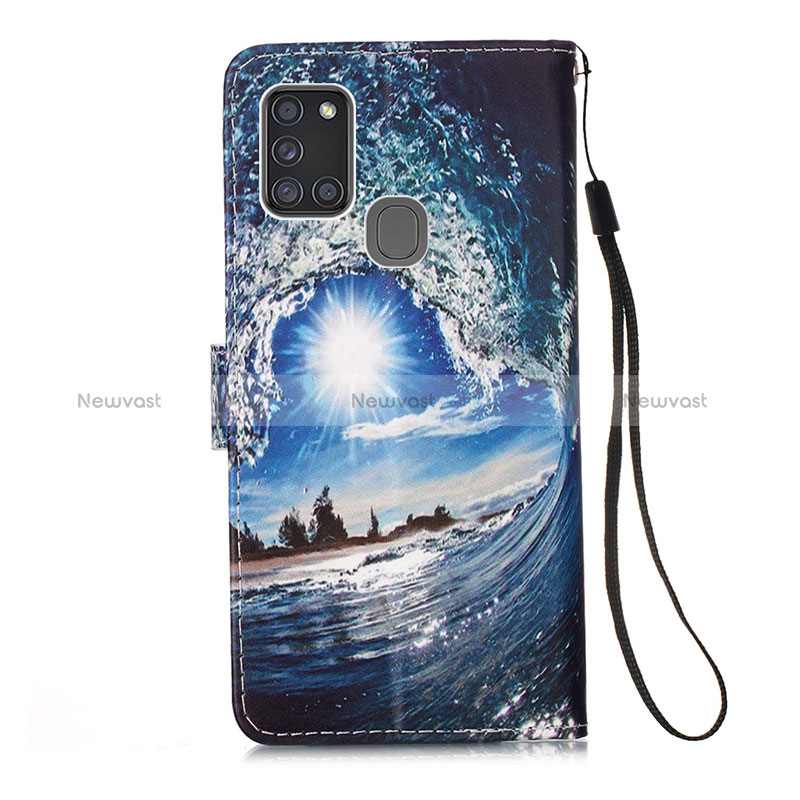 Leather Case Stands Fashionable Pattern Flip Cover Holder Y01B for Samsung Galaxy A21s