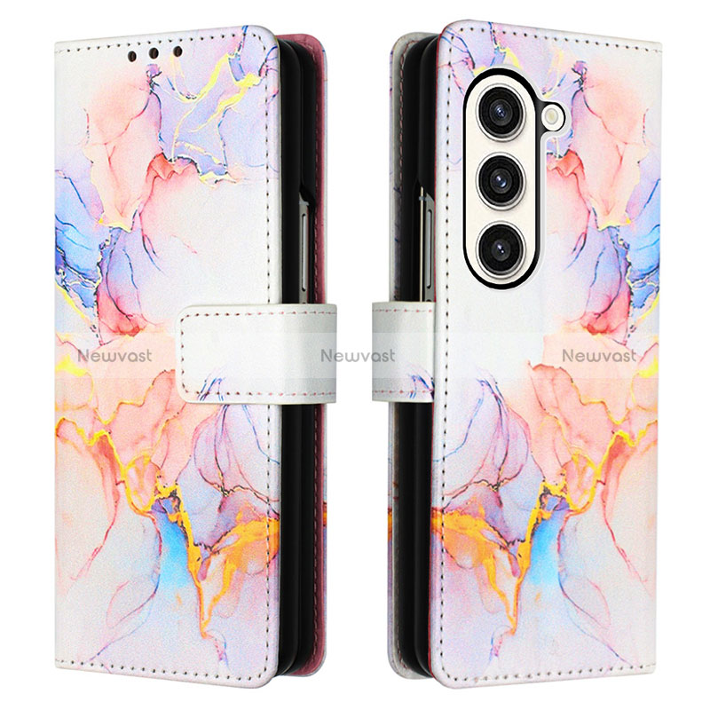 Leather Case Stands Fashionable Pattern Flip Cover Holder Y01B for Samsung Galaxy Z Fold5 5G