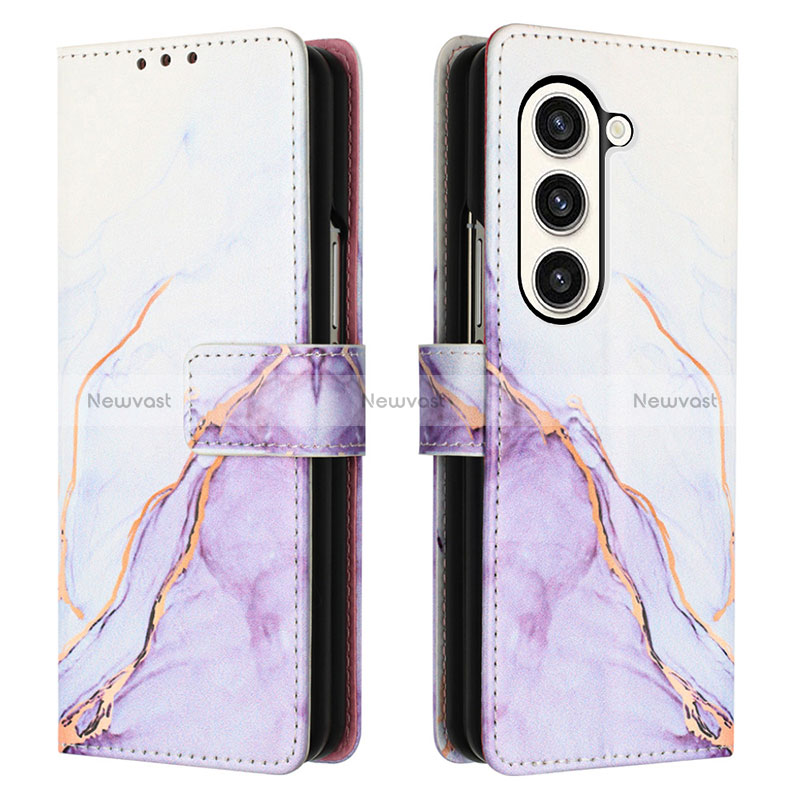 Leather Case Stands Fashionable Pattern Flip Cover Holder Y01B for Samsung Galaxy Z Fold5 5G