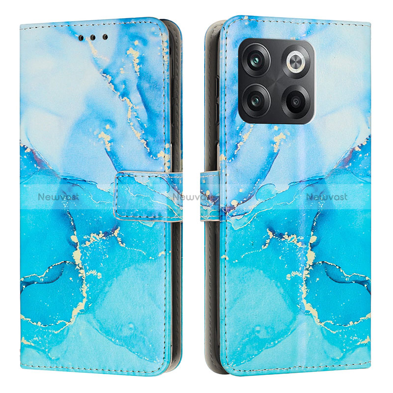 Leather Case Stands Fashionable Pattern Flip Cover Holder Y01X for OnePlus Ace Pro 5G Blue