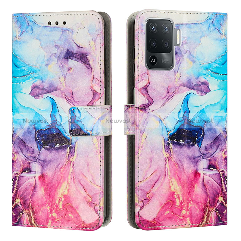 Leather Case Stands Fashionable Pattern Flip Cover Holder Y01X for Oppo Reno5 F Mixed