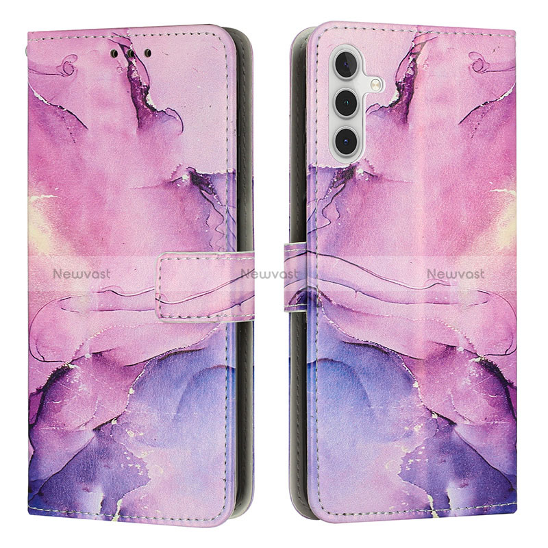 Leather Case Stands Fashionable Pattern Flip Cover Holder Y01X for Samsung Galaxy A04s Purple