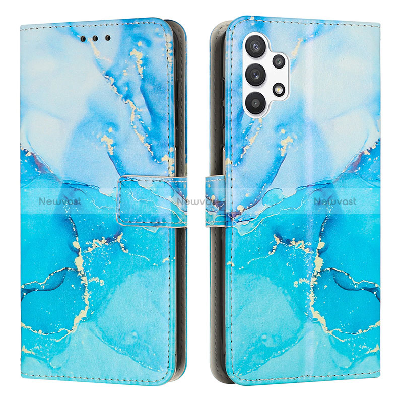 Leather Case Stands Fashionable Pattern Flip Cover Holder Y01X for Samsung Galaxy A13 4G Blue