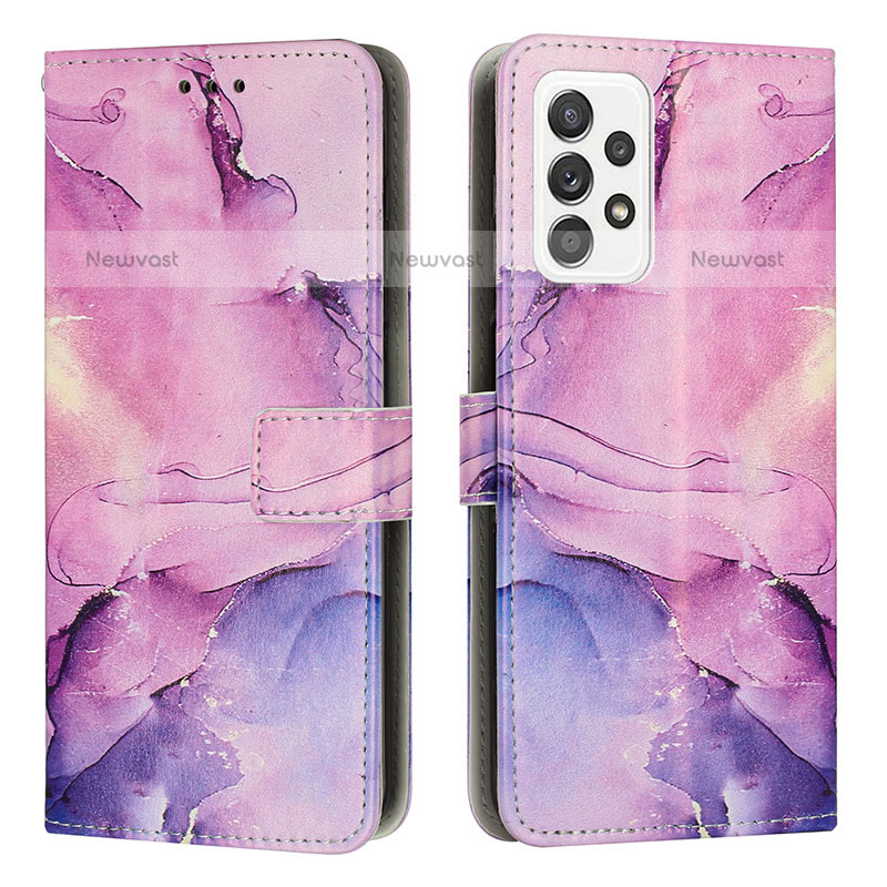 Leather Case Stands Fashionable Pattern Flip Cover Holder Y01X for Samsung Galaxy A23 5G Purple