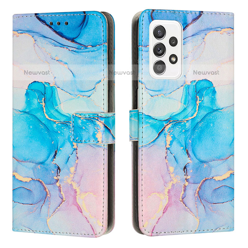 Leather Case Stands Fashionable Pattern Flip Cover Holder Y01X for Samsung Galaxy A23 5G Sky Blue