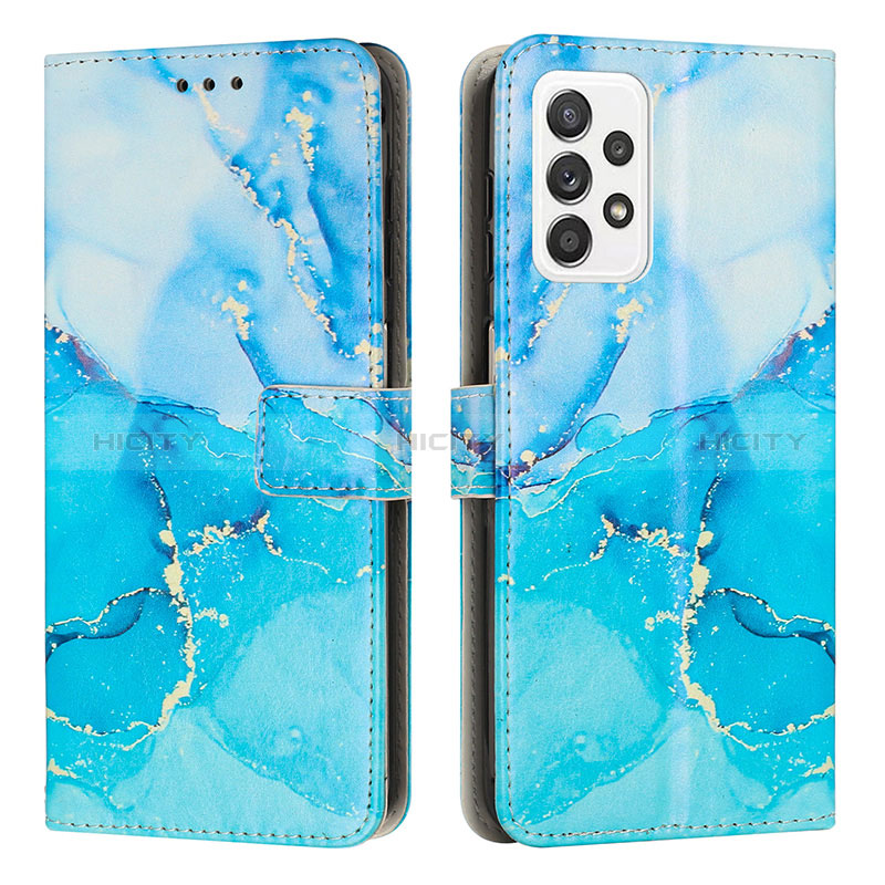 Leather Case Stands Fashionable Pattern Flip Cover Holder Y01X for Samsung Galaxy A53 5G Blue